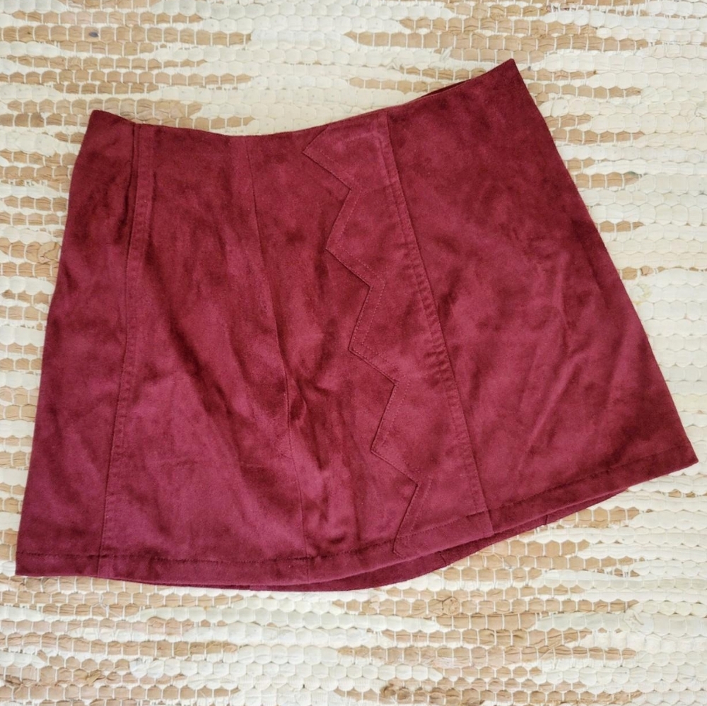 Suede Maroon Mini Skirt